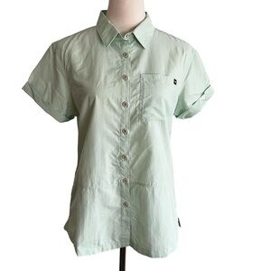 EMS Women’s Medium NEW Mint Green Button Up Shirt Trail Series Wicking Mesh Vent